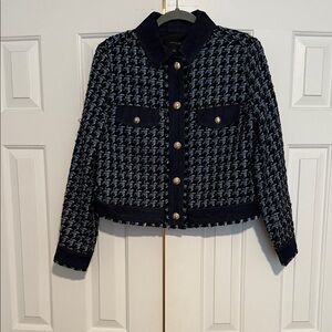 Ann Taylor Black and Gray Houndstooth Blazer